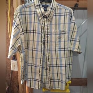 Nautica Men's Casual Plaid Shirt - Blue and Cream